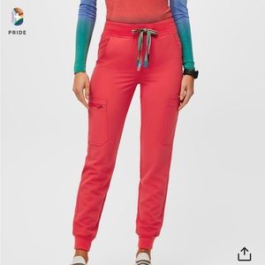 FIGS women's Hibiscus HW Zamola™ - Jogger Scrub Pants - L / Hibiscus (Pride)
